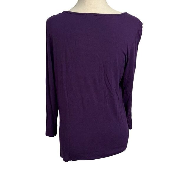 Forever Fashion Petite Solid Purple Round Neck Ruffle quarter Sleeve Spandex PXL - Picture 6 of 9